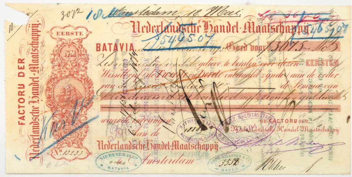 Netherlands-Indies. 3075 gulden. bill of exchange. Type 1873. Type Batavia. - Fine -.
