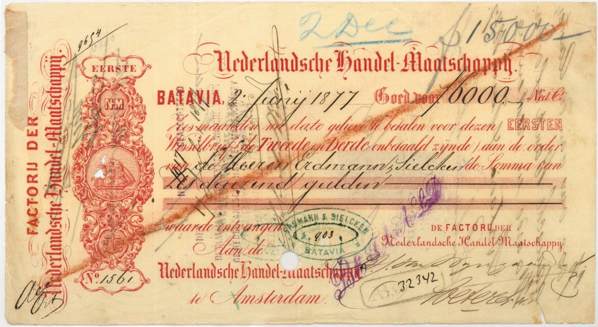 Netherlands-Indies. 6000 gulden. bill of exchange. Type 1877. Type Batavia. - Fine -.