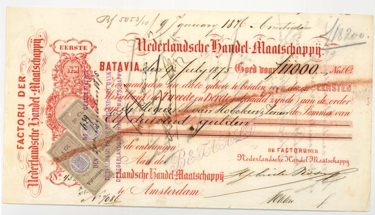 Netherlands-Indies. 11000 gulden. bill of exchange. Type 1875. Type Batavia. - Fine .