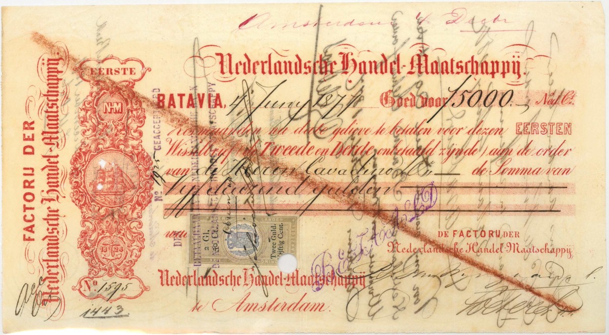 Netherlands-Indies. 5000 gulden . bill of exchange. Type 1877. Type Batavia. - Fine -.
