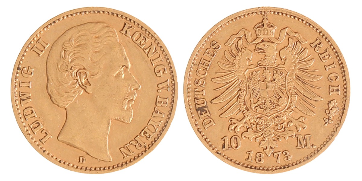 German states. Bavaria. Ludwig II. 10 Mark. 1873.