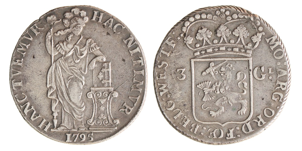 3 Gulden - Generaliteits. West-Friesland. 1795. Zeer Fraai.