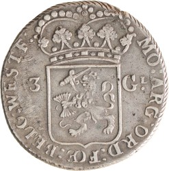 3 Gulden - Generaliteits. West-Friesland. 1795. Zeer Fraai.