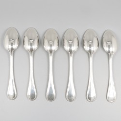 6-delige set dessertlepels Christofle Sterling, model Perles, zilver.