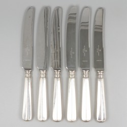 6-delige set messen Haags lofje zilver.