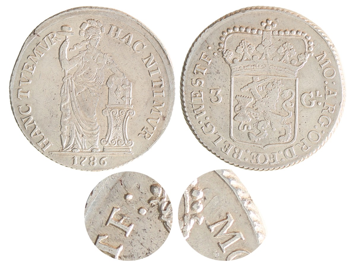 3 Gulden - Generaliteits. West-Friesland. 1786. Zeer Fraai +.
