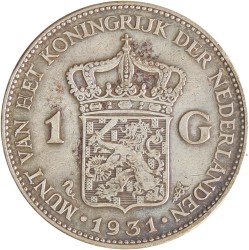 1 gulden. Wilhelmina in Londen. 1931. Zeer Fraai +.