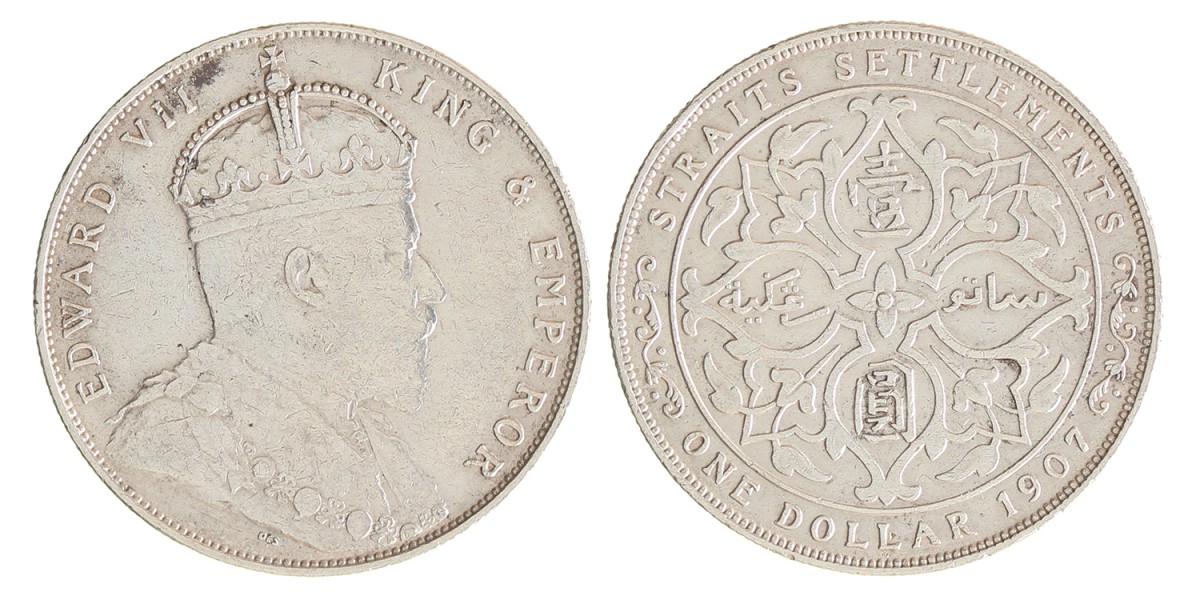 Straits Settlements. Edward VII. Dollar. 1907.