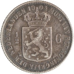 ½ Gulden. Wilhemina. 1904. Fraai / Zeer Fraai.