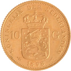 10 Gulden. Wilhemina. 1898. Prachtig -.