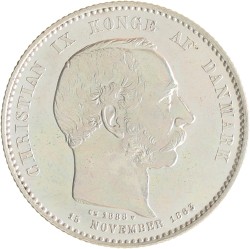 Denmark. Christian IX. 2 Kronen - Anniversary of Reign. 1888.