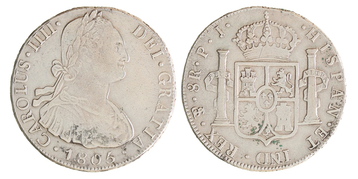 Bolivia. Spanish colony. Charles IV. 8 Reales. 1806 PTS PJ.