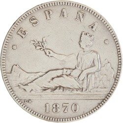 Spain. Provisional government. 5 Pesetas. 1870 SNM.