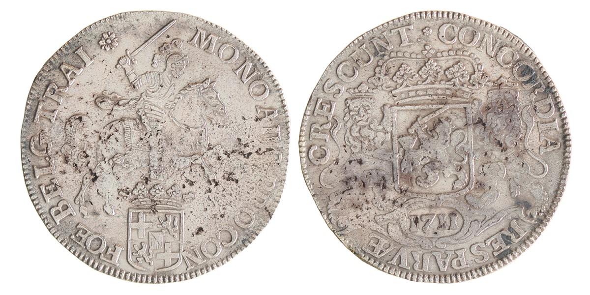 Dukaton of zilveren rijder. Utrecht. 1711. Zeer Fraai.