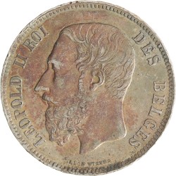 Belgium. Leopold II. 5 Francs. 1868.