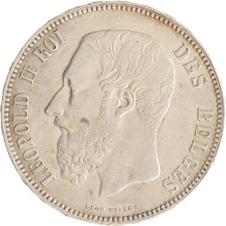 Belgium. Leopold II. 5 Francs. 1873.