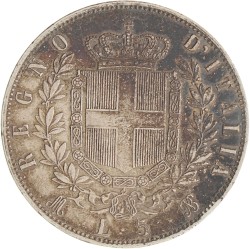 Italy. Kingdom. Victor Emmanuele II. 5 Lire. 1875.