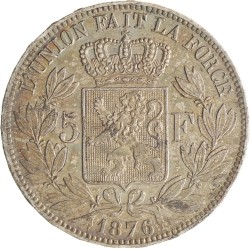Belgium. Leopold II. 5 Francs. 1876.
