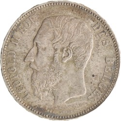 Belgium. Leopold II. 5 Francs. 1876.