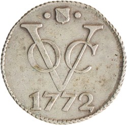 Duit. Zilveren afslag. V.O.C. (Utrecht). 1772. Prachtig.