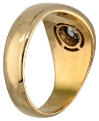 14 kt. Geelgouden vintage ring bezet met een diamant.
