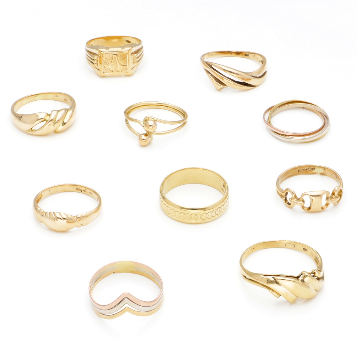Lot van diverse 18 kt. gouden ringen. 