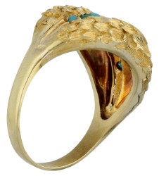 Vintage 14 kt. geelgouden ring bezet met ca. 0.14 ct. turkoois.