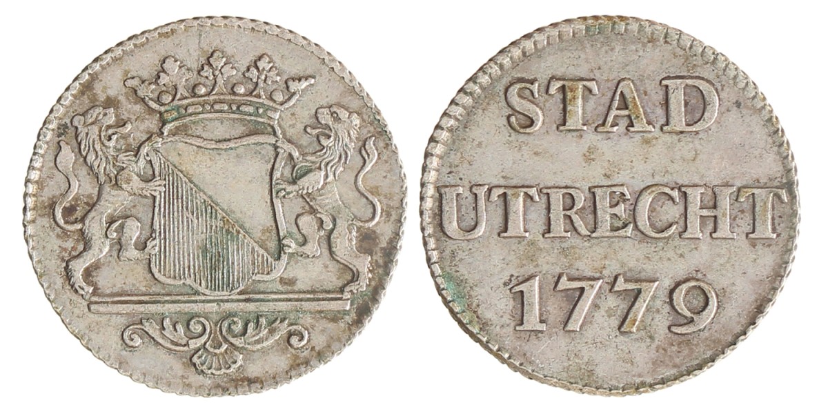 Duit - Zilveren afslag. Utrecht stad. 1779. Prachtig.