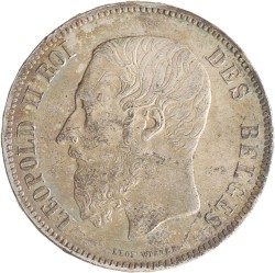 Belgium. Leopold II. 5 Francs. 1871.