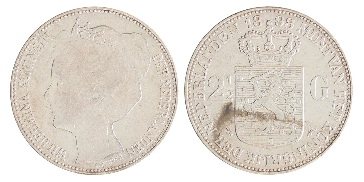 2½ Gulden. Wilhelmina. 1898. Zeer Fraai -.