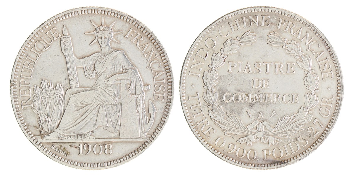 French Indochina. Piastre. 1908 A.