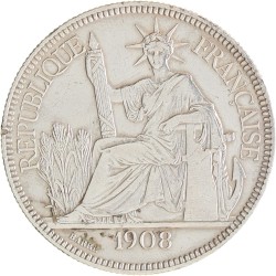 French Indochina. Piastre. 1908 A.