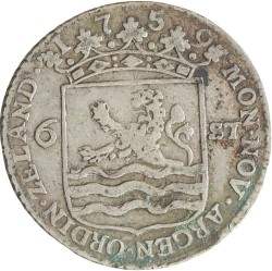 6 Stuivers Scheepjesschelling. Zeeland. 1759. Zeer Fraai -.
