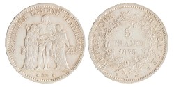 France. Third republic. 5 Francs. 1873 A.