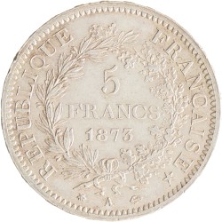 France. Third republic. 5 Francs. 1873 A.