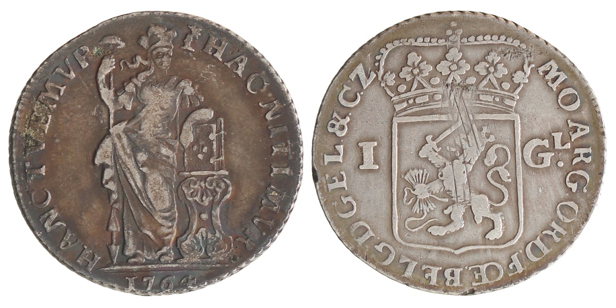 1 Gulden. Gelderland. 1764. Zeer Fraai.