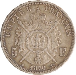 France. Second kingdom. Napoleon III. 5 Francs. 1870.