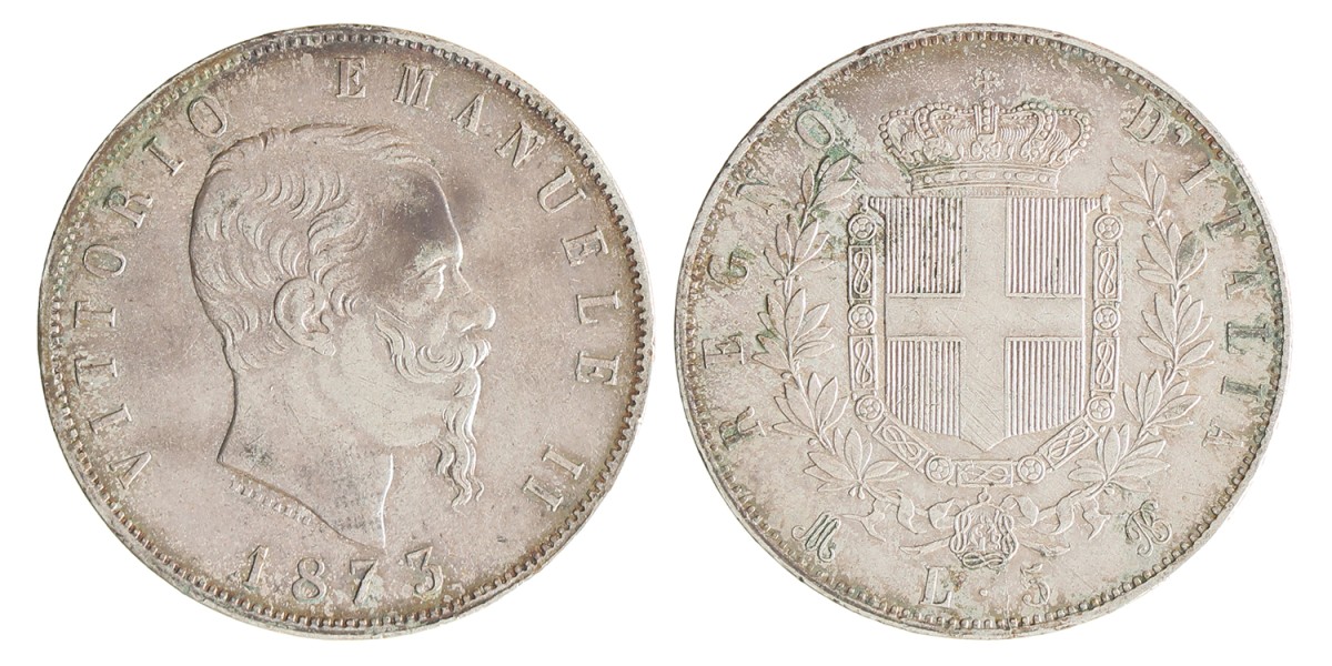Italy. Kingdom. Victor Emmanuele II. 5 Lire. 1873.