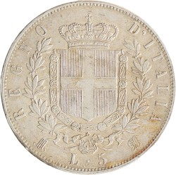 Italy. Kingdom. Victor Emmanuele II. 5 Lire. 1874.