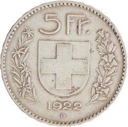 Switzerland. 5 Francs. 1922 B.