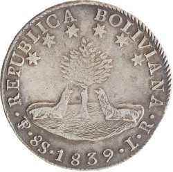 Bolivia. Republic. 8 Soles. 1839 LR.