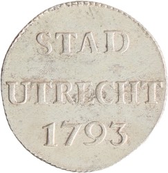 Duit. Afslag in zilver. Utrecht stad. 1793. FDC.