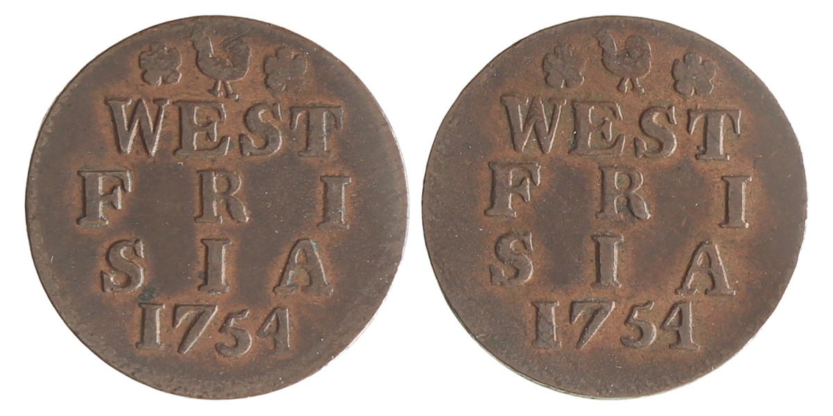 Duit - Hybride. West-Friesland. 1754. Zeer Fraai +.
