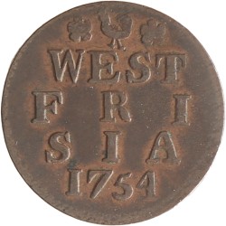 Duit - Hybride. West-Friesland. 1754. Zeer Fraai +.