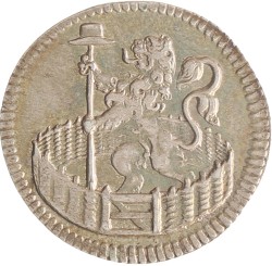 Duit. Afslag in zilver. Holland. 1702. Zeer Fraai +.