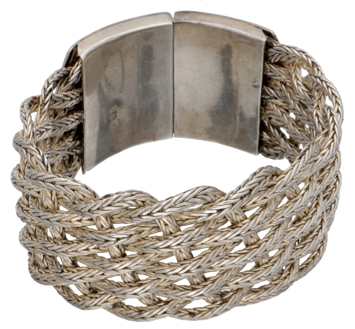 Vintage 835 zilveren gevlochten schakelarmband. 