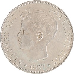 Spain. Alfonso XIII. 5 Pesetas. 1897 (1897).