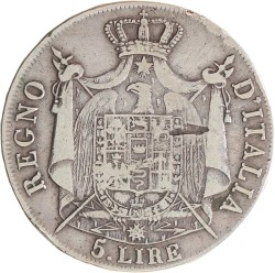 Italian states. Napoleonic kingdom. Napoleon. 5 Lire. 1808 M.