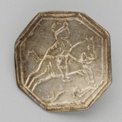 4-delig lot knopen met ruitertjes (Nederland, Meppel, Benjamin Boomsma 1782-1809 & Remmelt van der Wolde 1790-1811) zilver.