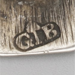 5-delig lot knopen met ruitertjes (o.a. Nederland, Meppel, Gerrit Boomsma 1744-1788) zilver.
